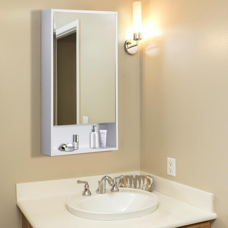 Specchio Armadietto da Bagno Pensile Bianco 50x90x12 cm 