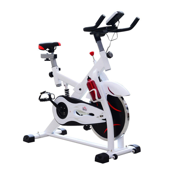 online Vélo Spin pour Spinning Professionnel avec Écran LCD Blanc 105x49x119 cm