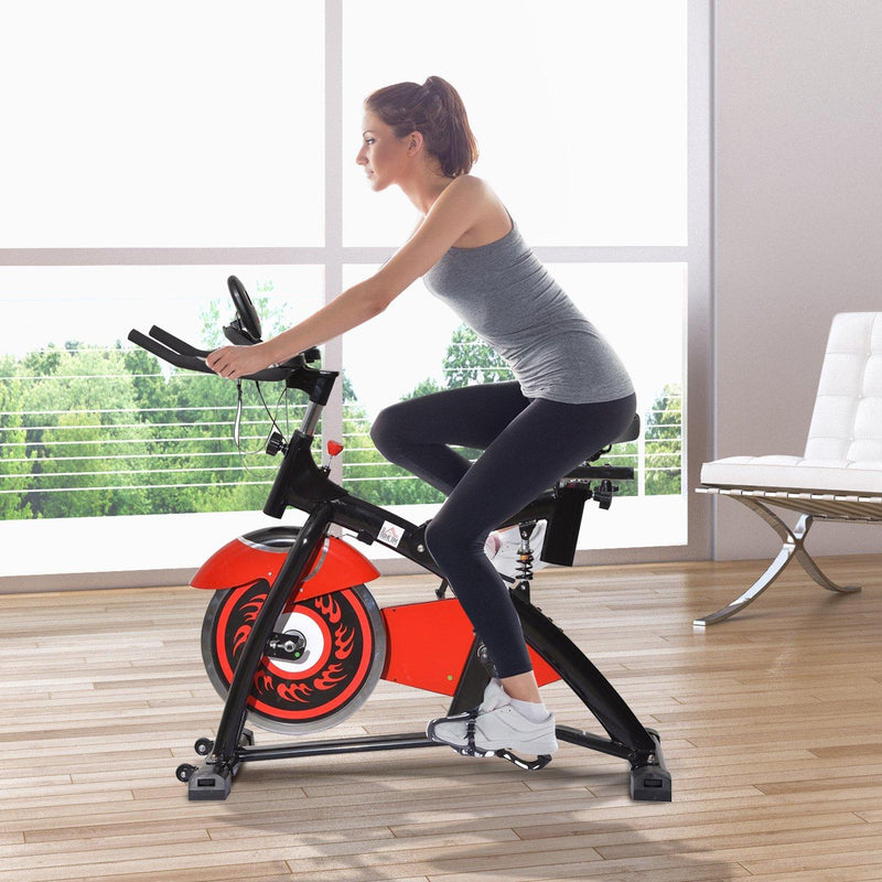 Spin Bike Indoor Allenamento Aerobico con Display a LED Nero e Rosso 