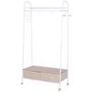 Stender Appendiabiti con 2 Cassetti in Metallo Bianco e Beige 99x47x185 cm 