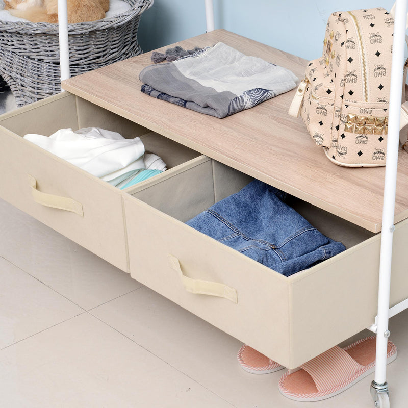 Stender Appendiabiti con 2 Cassetti in Metallo Bianco e Beige 99x47x185 cm 