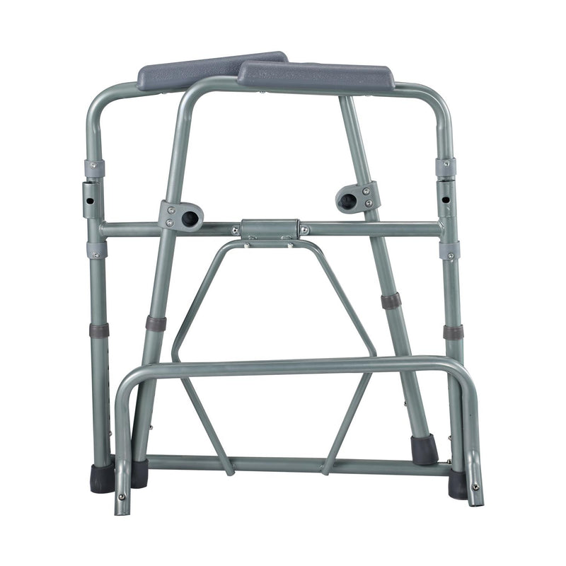 Sedia WC Altezza Regolabile in Tubi di Ferro Grigio 53.3x56.5x60-74.5 cm 