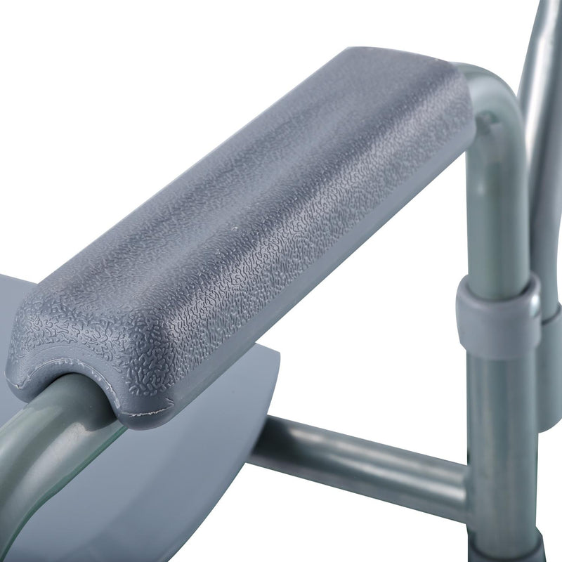 Sedia WC Altezza Regolabile in Tubi di Ferro Grigio 53.3x56.5x60-74.5 cm 