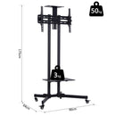 Supporto Tv da Terra Altezza Regolabile con Ruote Nero 90x64x175 cm 