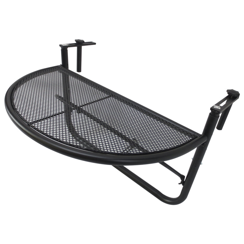 Tavolino Sospeso da Balcone Regolabile in Ferro Nero 60x45x50 cm 