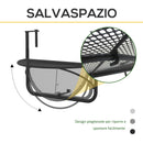 Tavolino Sospeso da Balcone Regolabile in Ferro Nero 60x45x50 cm 