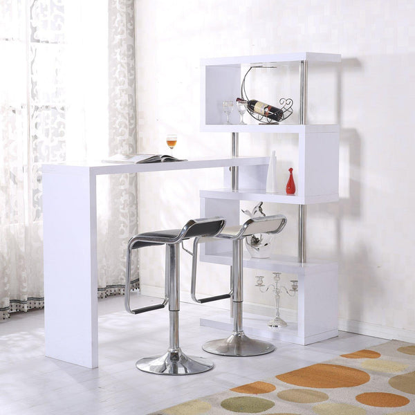 prezzo Table Comptoir Bar avec 4 Étagère Étagère Blanc 150x80x164.5 cm