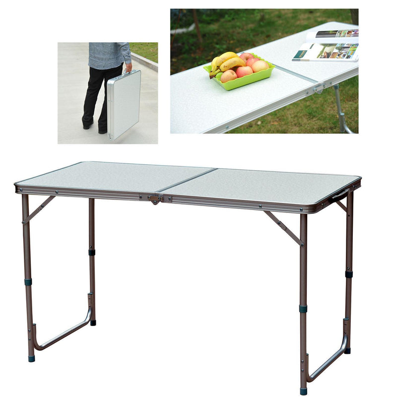 Tavolo da Campeggio Picnic Pieghevole Regolabile in Alluminio 120x60x54/70 cm 