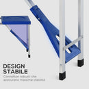 Set Campeggio Tavolino Pieghevole 4 Sedie in Alluminio e Plastica Azzurro 