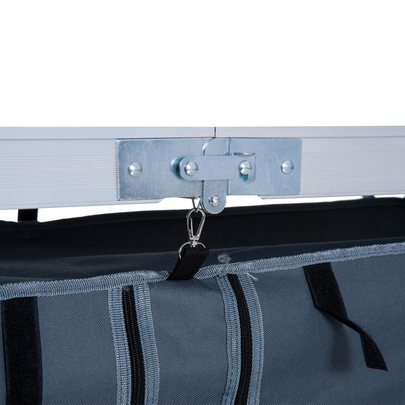 Tavolino da Campeggio Pieghevole con Ripiano Portavivande in Alluminio Bianco 