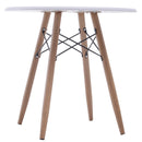 Tavolino da Caffè Rotondo in Legno e Metallo Bianco Ø60x55 cm 