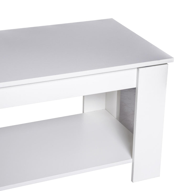 Tavolino da Soggiorno con Ripiano Rialzabile in Legno Bianco 100x50x63 cm 