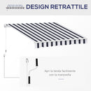 Tenda da Sole Avvolgibile a Parete Manuale a Righe Blu e bianco 2.5x2m 