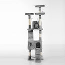 Albero Tiragraffi per Gatti con Due Cucce in Peluche e Sisal Grigio 50x50x170 cm 