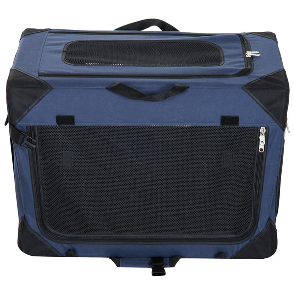 Cage de Transport Pliable pour Chiens et Chats Bleu Noir 60x42x42 cm prezzo