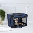 Trasportino Pieghevole per Cani e Gatti Blu nero 60x42x42 cm 