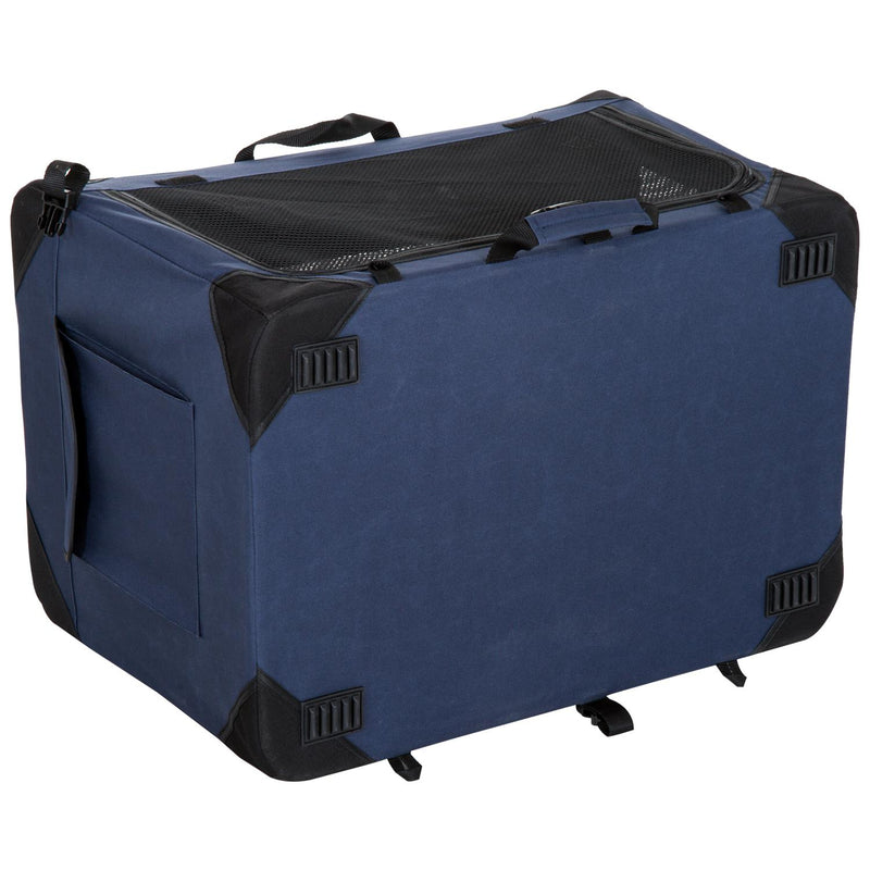 Trasportino Pieghevole per Cani e Gatti Blu nero 60x42x42 cm 