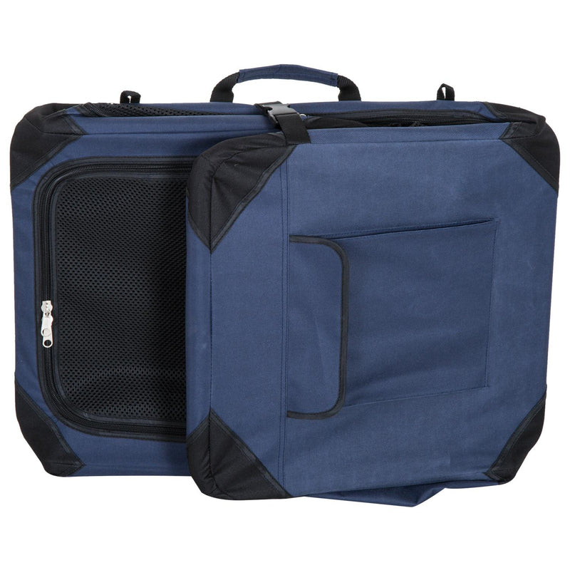 Trasportino Pieghevole per Cani e Gatti Blu nero 60x42x42 cm 