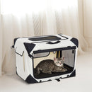 Trasportino Pieghevole per Cani e Gatti Crema nero 60x42x42 cm 