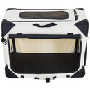 Trasportino Pieghevole per Cani e Gatti Crema nero 60x42x42 cm 