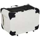 Trasportino Pieghevole per Cani e Gatti Crema nero 60x42x42 cm 