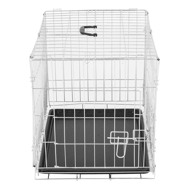 Gabbia per Cani Pieghevole in Metallo Doppia Apertura 91x61x67 cm 