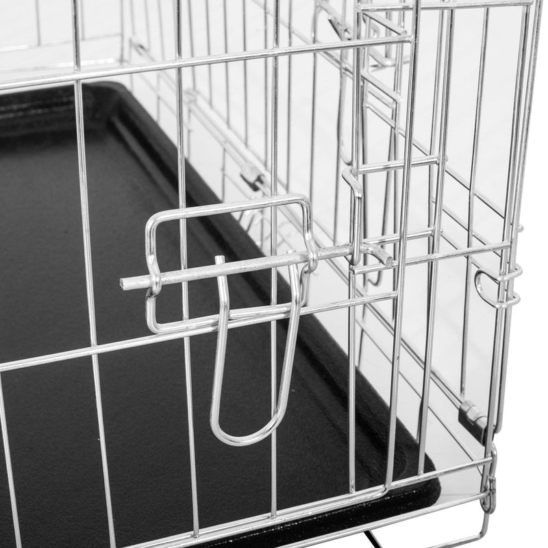 Gabbia per Cani Pieghevole in Metallo Doppia Apertura 91x61x67 cm 