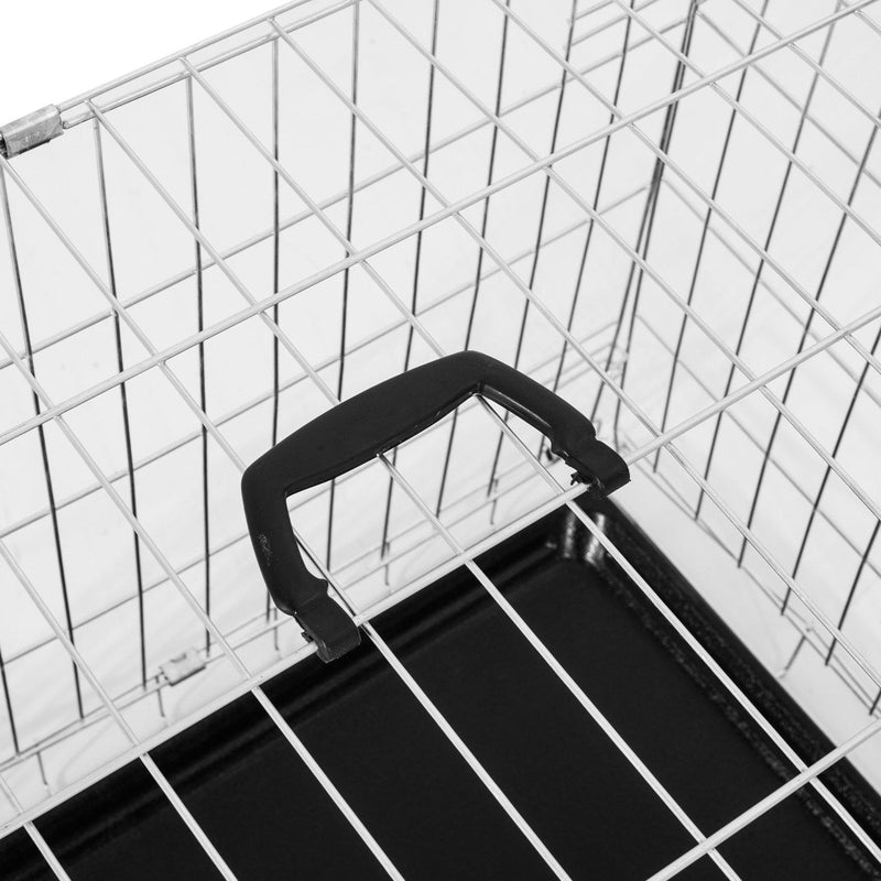 Gabbia per Cani Pieghevole in Metallo Doppia Apertura 91x61x67 cm 