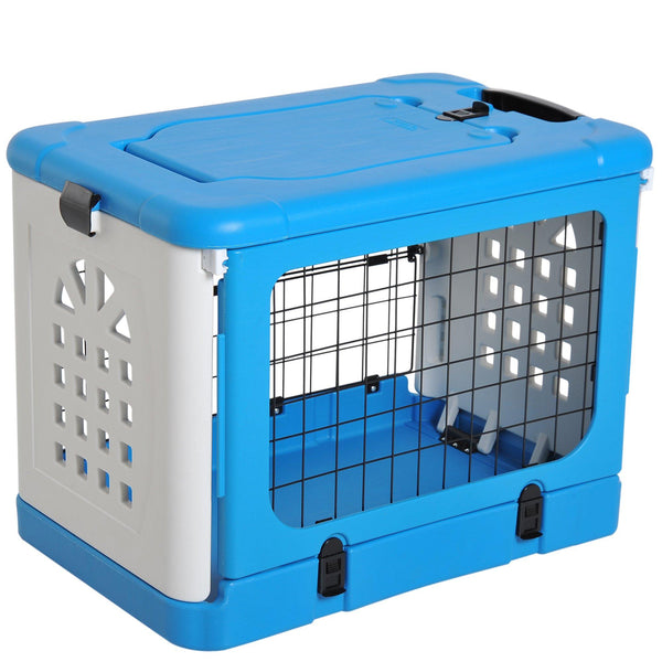 online Cage pliante pour animaux de compagnie en plastique bleu et acier 68x46x53 cm