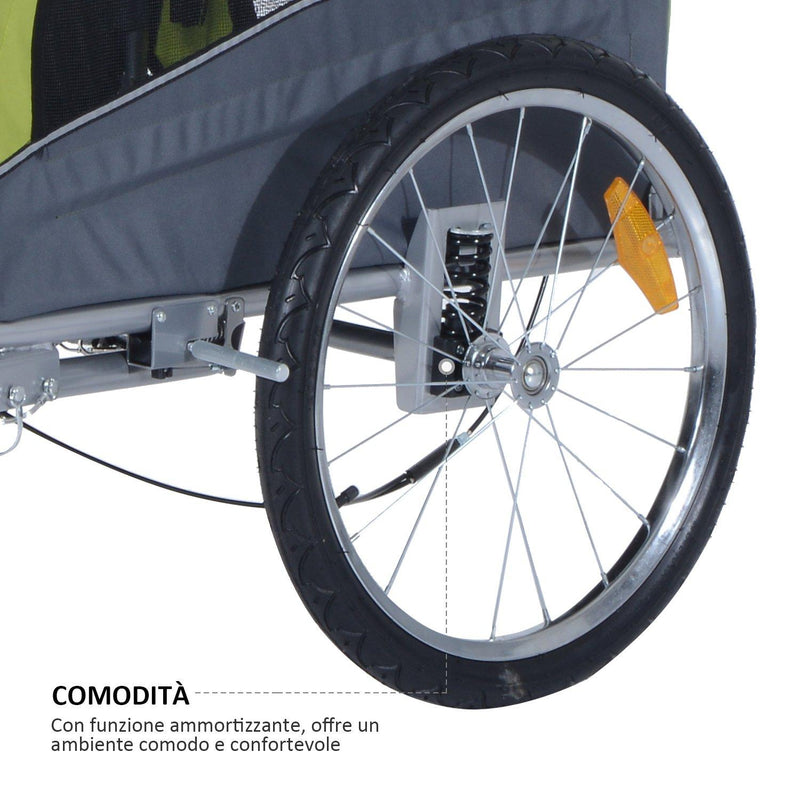 Rimorchio per Cani Verde 130x90x110 cm 