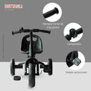 Triciclo per Bambini in Metallo Campanello Parafango Ruota Speciale Nero 