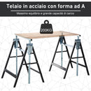 Set 2 Cavalletti da Lavoro Pieghevoli Telescopici Altezza Regolabile in Tubi d'Acciaio 