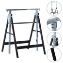 Set 2 Cavalletti da Lavoro Pieghevoli Telescopici Altezza Regolabile in Tubi d'Acciaio 