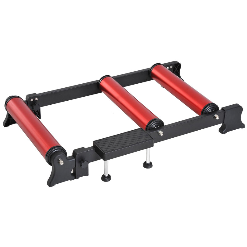 Rullo Bici Allenamento Lunghezza Regolabile Nero e Rosso 54x14.5x93-145 cm 