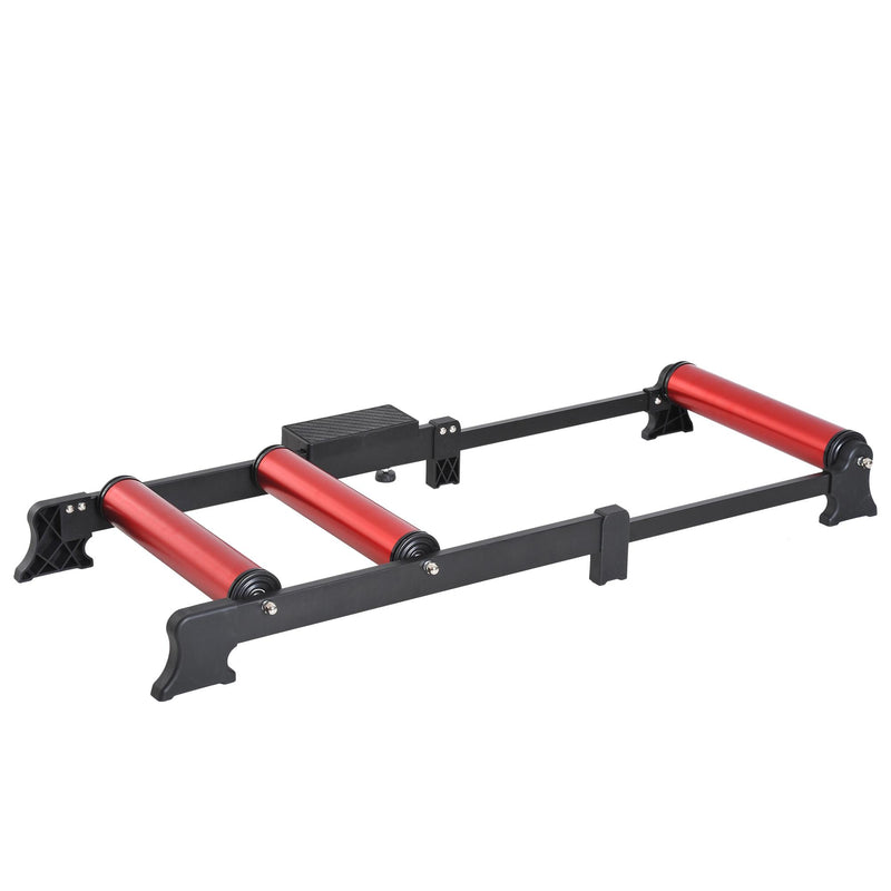 Rullo Bici Allenamento Lunghezza Regolabile Nero e Rosso 54x14.5x93-145 cm 