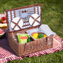 Cestino da Picnic per 4 Persone Posate Piatti Bicchieri e Accessori Vimini marrone 54x34x20 cm 