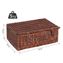 Cestino da Picnic per 4 Persone Posate Piatti Bicchieri e Accessori Vimini marrone 54x34x20 cm 