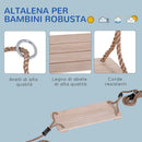 Altalena da Giardino per Bambini con Corda in Canapa Regolabile e Legno 