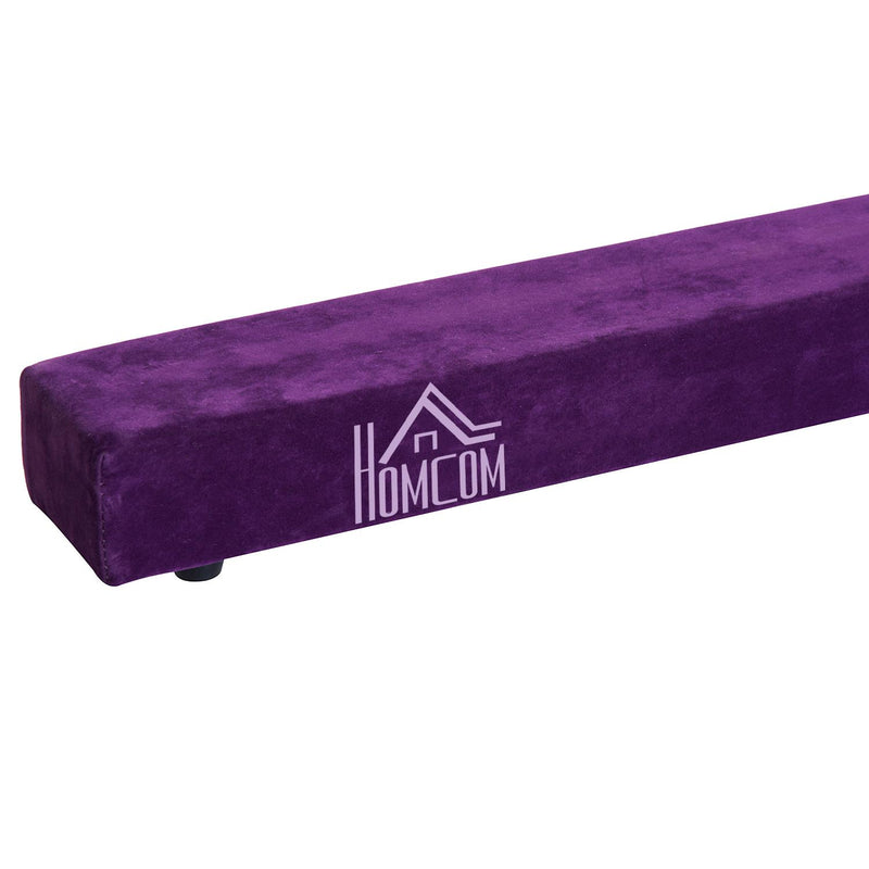 Trave da Ginnastica per Allenamento Imbottita in Legno Viola 240x10x6.5 cm 