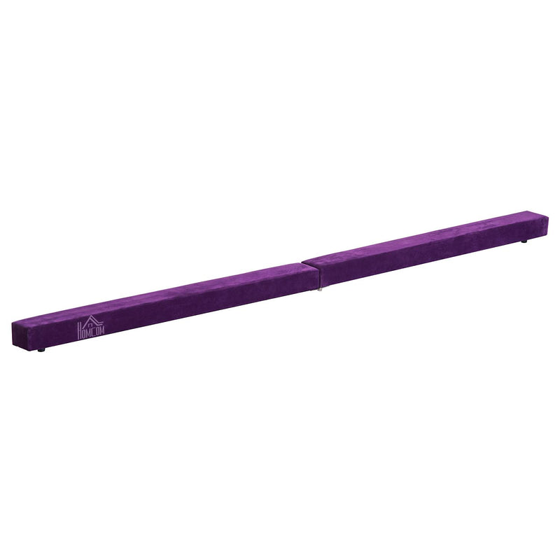 Trave da Ginnastica per Allenamento Imbottita in Legno Viola 240x10x6.5 cm 