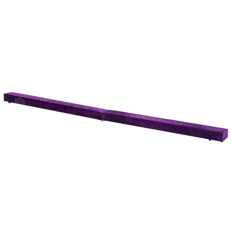 Trave da Ginnastica per Allenamento Imbottita in Legno Viola 240x10x6.5 cm 