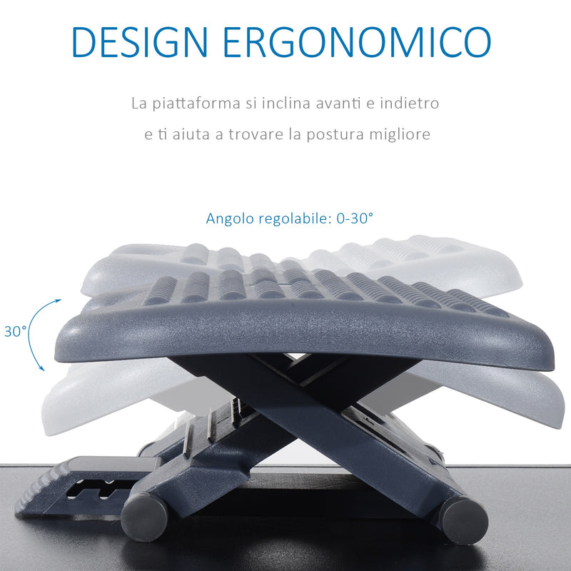 Poggiapiedi da Ufficio Altezza e Inclinazione Regolabile 46x35x11-17 cm 