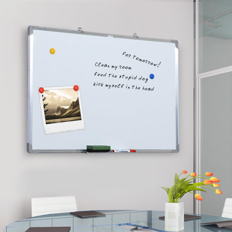 Lavagna Magnetica da parete 90x60 cm in alluminio Bianco 