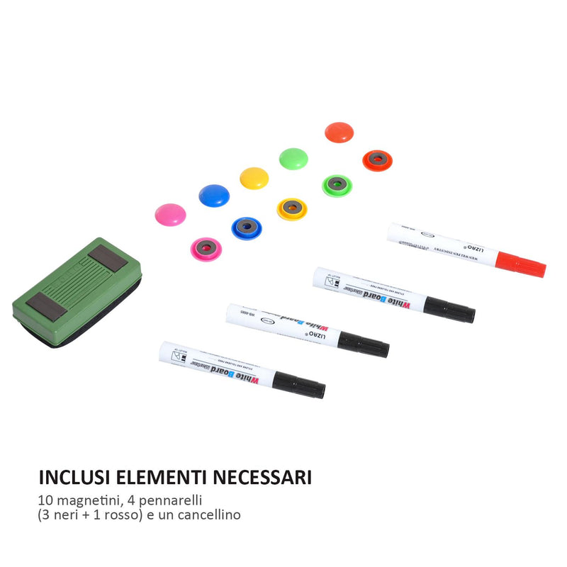 Lavagna Magnetica da parete 90x60 cm in alluminio Bianco 