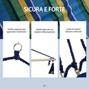 Amaca Sedia Sospesa con Poggiapiedi Struttura in Legno Giallo e Blu 