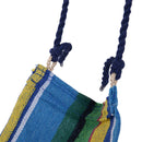 Amaca Sedia Sospesa con Poggiapiedi Struttura in Legno Giallo e Blu 