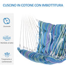 Amaca Sedia Sospesa Imbottita con Corde e Supporto in Legno e Cotone a Righe 