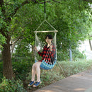 Amaca Sedia Sospesa Imbottita con Corde e Supporto in Legno e Cotone a Righe 