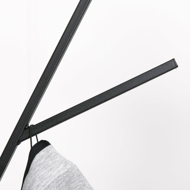 Appendiabiti da Terra Attaccapanni in Metallo e Legno Nero 45x45x180 cm 