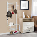 Panchina per Ingresso con Ganci Appendiabiti e Ripiani Scarpiera in Metallo Bianco 